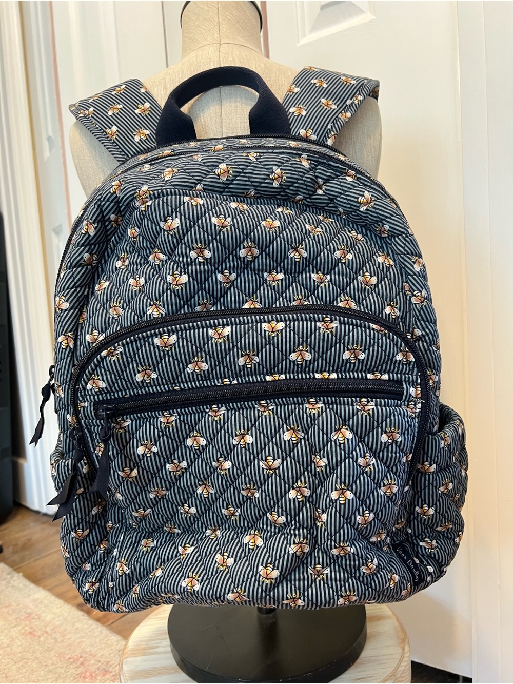 Vera Bradley Navy Blue Bee Quilted Backpack